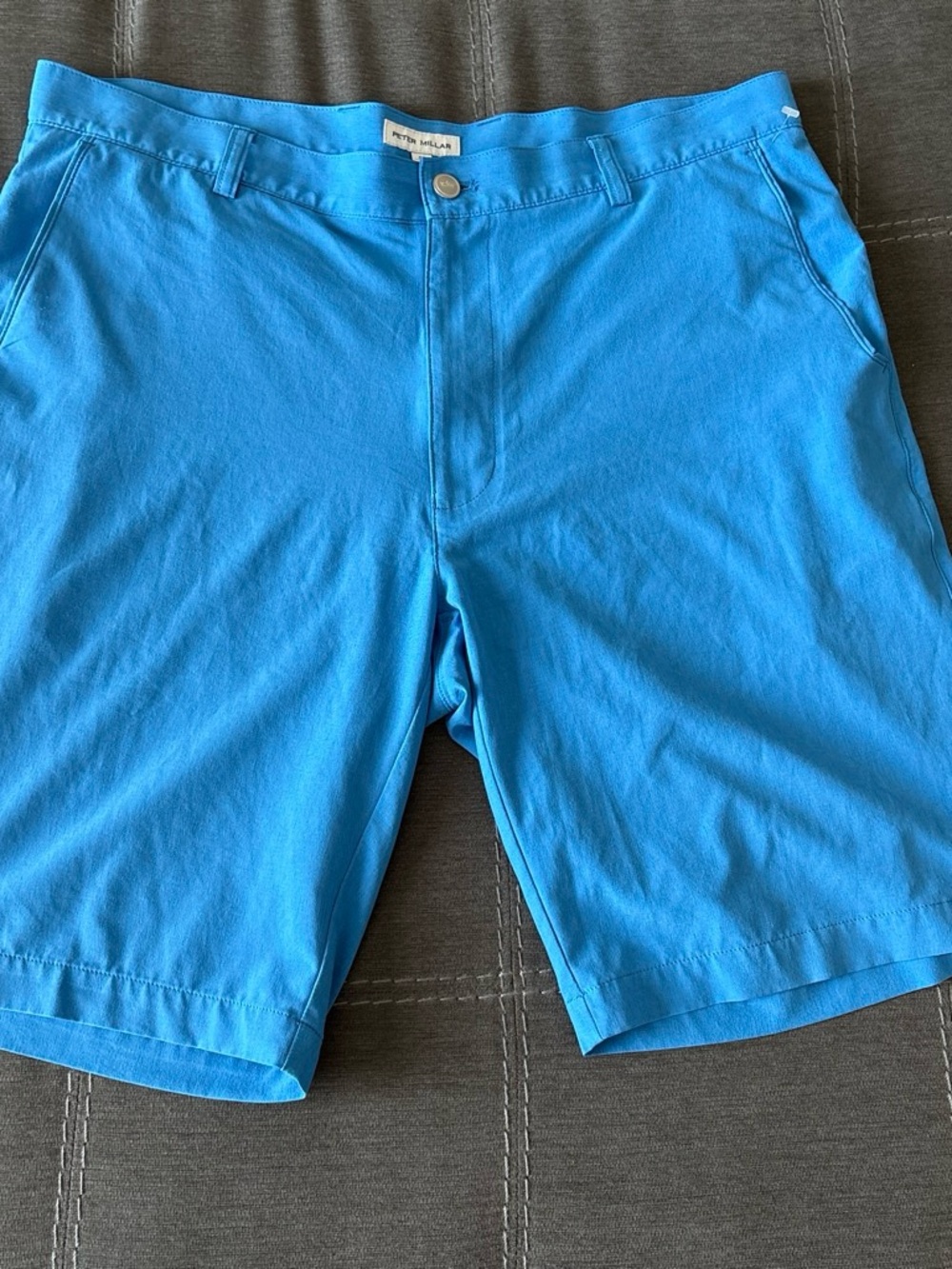 Peter Millar Blue Performance Flat-Front Shorts. 36